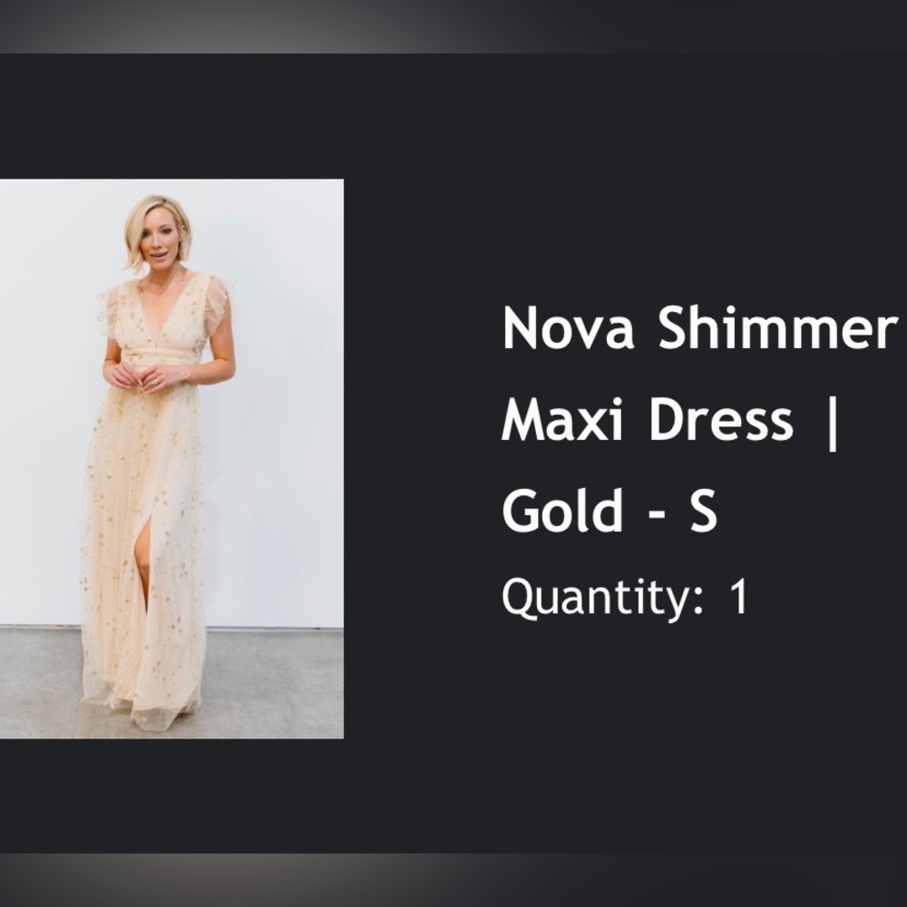 Baltic Born Nova Simmer dress. Champagne with gold stars.